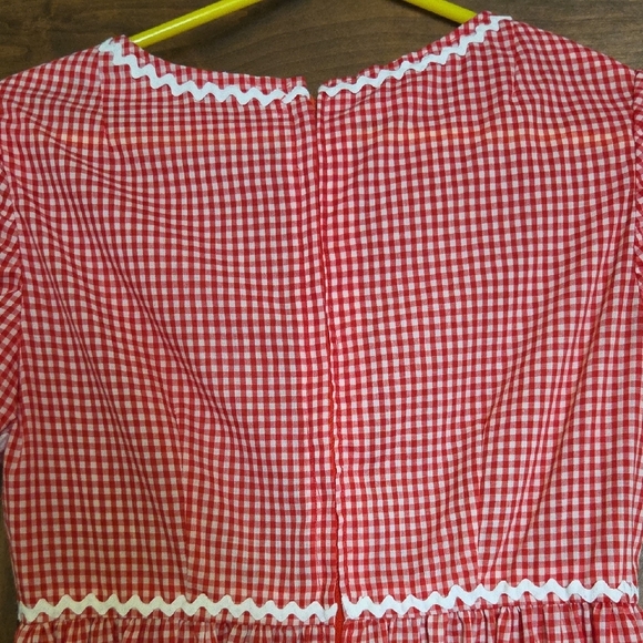 Red Gingham Midi Dress with White Trim - Picture 5 of 6